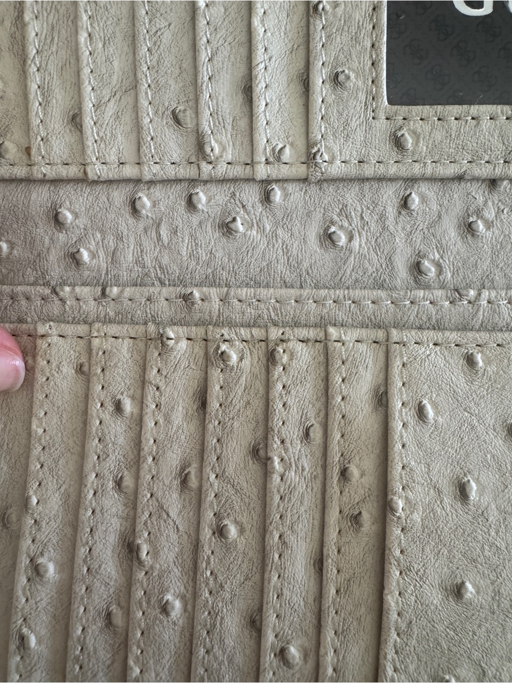 GUESS Cream Faux Ostrich Fold-Over Wallet - Picture 3 of 4